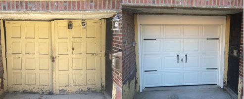 New garage door Brooklyn, before and after